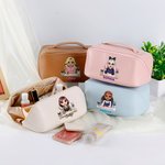 Personalized Cartoon Manicurist Leather Wide Opening Makeup Bag with Name Birthday Opening Gift for Nail Technicians Nail Art Enthusiasts