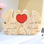 Puzzle in legno personalizzato tema famiglia di cigni con cuore rosso e 2-5 nomi decor da scrivania regalo di compleanno e anniversario per famiglia