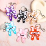 Personalized Multicolor Bow Ballet Slipper Bag Tag Keychain with Name Competition Festival Birthday Gift for Ballerina