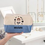 Borsa da toilette personalizzata con personaggio e nome grande capacità per gentiluomo festa del papà uso quotidiano viaggio regalo per uomini