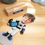Personalized Cute Cartoon Astronaut Face Photo Ornament with Name and Wooden Base Nursery Home Decor Birthday Gift for Kids