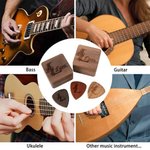Personalized Note Initial Wooden Magnetic Guitar Pick Storage Box with Engraved Name Father's Day Birthday Gift for Musician Guitar Player