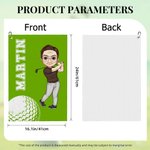 Personalised Cartoon Golf Character Name Waffle Golf Towel with Hanging Clip Sports Accessories Birthday Gift for Family Friends