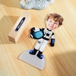 Personalized Cute Cartoon Astronaut Face Photo Ornament with Name and Wooden Base Nursery Home Decor Birthday Gift for Kids