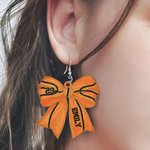 Personalized Creative Football Baseball Softball Sport Bow Acrylic Earrings with Name and Number Game Day Birthday Gift for Ball Sports Lovers