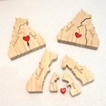 Puzzle in legno personalizzato tema famiglia di lupi con cuore rosso e 2-4 nomi decor da scrivania regalo di compleanno e anniversario per famiglia