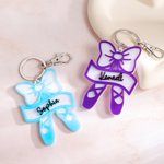 Personalized Multicolor Bow Ballet Slipper Bag Tag Keychain with Name Competition Festival Birthday Gift for Ballerina