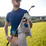 Personalised Cartoon Golf Character Name Waffle Golf Towel with Hanging Clip Sports Accessories Birthday Gift for Family Friends