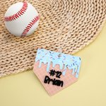 Personalized Melted Ice Cream Waffle Acrylic Ornament with Name and Number Bag Accessories Game Birthday Gift for Baseball Softball Lovers Athletes