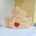 Gepersonaliseerde Houten Eenden Familie Puzzel met Rood Hart met 2 tot 5 Namen Bureau Decoratie Jubileum Verjaardag Cadeau voor Familie