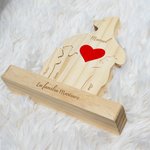 Rompecabezas de madera personalizado con familia de ositos abrazados con base y nombres decoración para escritorio regalo de aniversario para familia