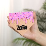 Personalized Melted Ice Cream Waffle Acrylic Ornament with Name and Number Bag Accessories Game Birthday Gift for Baseball Softball Lovers Athletes