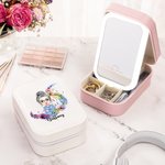 Personalizzato Acquerello Pentagramma Note musicali Personaggio dei cartoni animati Scatola portagioie in pelle con LED Specchio regolabile a tre colori Regalo di compleanno per le donne