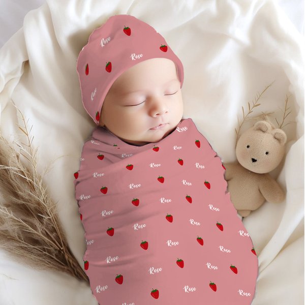 Personalized Multicolor Soccer Heart Cute Animal Soft Swaddle and Knot Hat Set with Name Baby Shower Birthday Gift for Newborns
