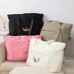 Personalised Floral Bow Multi-compartment Travel Bag with Embroidered Name and Elastic Strap Fitness Accessory Birthday Gift for Women Yoga Lovers