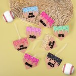 Personalized Melted Ice Cream Waffle Acrylic Ornament with Name and Number Bag Accessories Game Birthday Gift for Baseball Softball Lovers Athletes