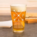Personalised PAPA 16 oz Beer Glass with 1-5 Names and Year Home Bar Father's Day Birthday Gift for Man