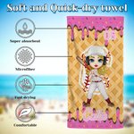 Personalisierte Ice Cream Drip Sport Cartoon anfängliche schnell trocknen überdimensioniert Strand Handtuch mit Namen Nummer Strand Party Geburtstagsgeschenk für Baseball Fußball-Liebhaber