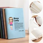 Personalized Cartoon Boss Lady A5 A6 Leather Lined Notebook with Name Birthday Gift for Female Boss Manager