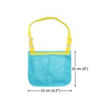 Bolsa de playa de malla personalizada bordada con cangrejo estrella de mar y conchas con nombre y correa ajustable esencial de viaje regalo para niños