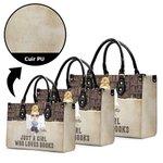 Sac à Main en Cuir Grainé avec Nom Personnalisé Cadeau d'Anniversaire pour Femmes et Amoureuses des Livres
