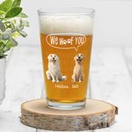 Gepersonaliseerd We Woof You 3D Cartoon 1-6 Honden 16 oz Helder Bierglas met Naam en Tekst Vaderdag Verjaardagscadeau voor Hond Pap Mam Hondenliefhebber