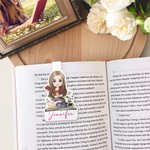 Segnalibro magnetico personalizzato con nome catto fiori e personaggio cartone animato regalo di compleanno per amanti dei libri