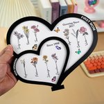 Personalisierte erste Mama jetzt Oma herzförmige Double-Layer-Holzschild mit Geburt Blume und Name Muttertag Geburtstag Geschenk für Mama Oma