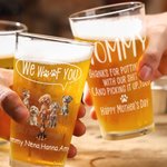 Gepersonaliseerd We Woof You 3D Cartoon 1-6 Honden 16 oz Helder Bierglas met Naam en Tekst Vaderdag Verjaardagscadeau voor Hond Pap Mam Hondenliefhebber