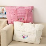 Personalised Floral Bow Multi-compartment Travel Bag with Embroidered Name and Elastic Strap Fitness Accessory Birthday Gift for Women Yoga Lovers