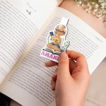 Marcapáginas magnético personalizado con nombre y personaje lector de dibujos animados regalo de cumpleaños para amantes de los libros