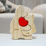 Gepersonaliseerde Beer Familie Rode Hart Houten Puzzel met 2-5 Namen Bureaudecor Verjaardag Jubileum Cadeau voor Familie