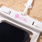 Personlig Line Style Birth Flower Vattentät Clear Phone Pouch med namn och nyckelband Födelsedag Sommarsemester Present för familjen Vattensportälskare
