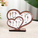 Personalisierte erste Mama jetzt Oma herzförmige Double-Layer-Holzschild mit Geburt Blume und Name Muttertag Geburtstag Geschenk für Mama Oma