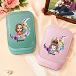 Personalizzato Acquerello Pentagramma Note musicali Personaggio dei cartoni animati Scatola portagioie in pelle con LED Specchio regolabile a tre colori Regalo di compleanno per le donne