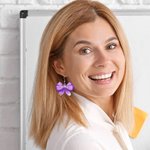Personalized Multicolor Pencil Bow Shape Earrings with Name Appreciation Teacher's Day Gift for Teachers Educators