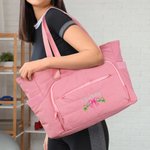 Personalised Floral Bow Multi-compartment Travel Bag with Embroidered Name and Elastic Strap Fitness Accessory Birthday Gift for Women Yoga Lovers