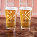 Personalised PAPA 16 oz Beer Glass with 1-5 Names and Year Home Bar Father's Day Birthday Gift for Man