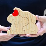 Rompecabezas de madera personalizado con familia de elefantes con corazón y nombres decoración de escritorio regalo del Día de la Madre para familia