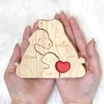 Gepersonaliseerde Honden Familie Houten Puzzel met Hartvormige Omhelzing met 2 tot 5 Namen Bureau Decoratie Verjaardag Jubileum Cadeau voor Familie