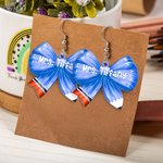 Personalized Multicolor Pencil Bow Shape Earrings with Name Appreciation Teacher's Day Gift for Teachers Educators