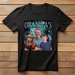 Camiseta personalizada con foto estilo retro con nombre y 1-5 fotos de niños Regalo de cumpleaños para el Día del Padre para hombre