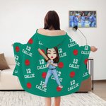 Personalized Cartoon Character Balls Soft Hooded Blanket with Name and Number Birthday Team Gift for Sports Lovers