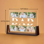 Personalized 2-6 Photos Collage Acrylic LED Night Light with 1-6 Kids Names and Wooden Base Desktop Decor Father's Day Christmas Gift for Dad Grandpa