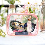 Personalisierte Schmetterling Blume Mädchen klar Make-up Tasche mit Namen Portable Reise Essentials Hochzeit Braut Dusche Geschenk für Mädchen