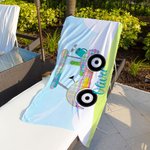 Personalisierte Golf Cart Stripe Oversized Quick Dry Strandtuch mit Namen Reisezubehör Geburtstag Geschenk für Golfliebhaber
