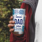 Personalisierte blaue Blase Dialog Box lustige Witze 20 oz Becher mit Text und Strohhalm Vatertag Geburtstag Geschenk für Papa Opa