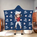 Personalized Cartoon Character Balls Soft Hooded Blanket with Name and Number Birthday Team Gift for Sports Lovers