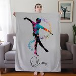 Personalisierte Aquarell männliche Ballett Silhouette weiche Decke mit Namen Raumdekoration Geburtstag Tanz-Team Geschenk für männliche Ballett-Tänzer
