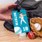 Personalized Cartoon Ball Sports Character Multicolor Luggage Tag with Name and Number Travel Accessories Birthday Gift for Ball Sports Lovers